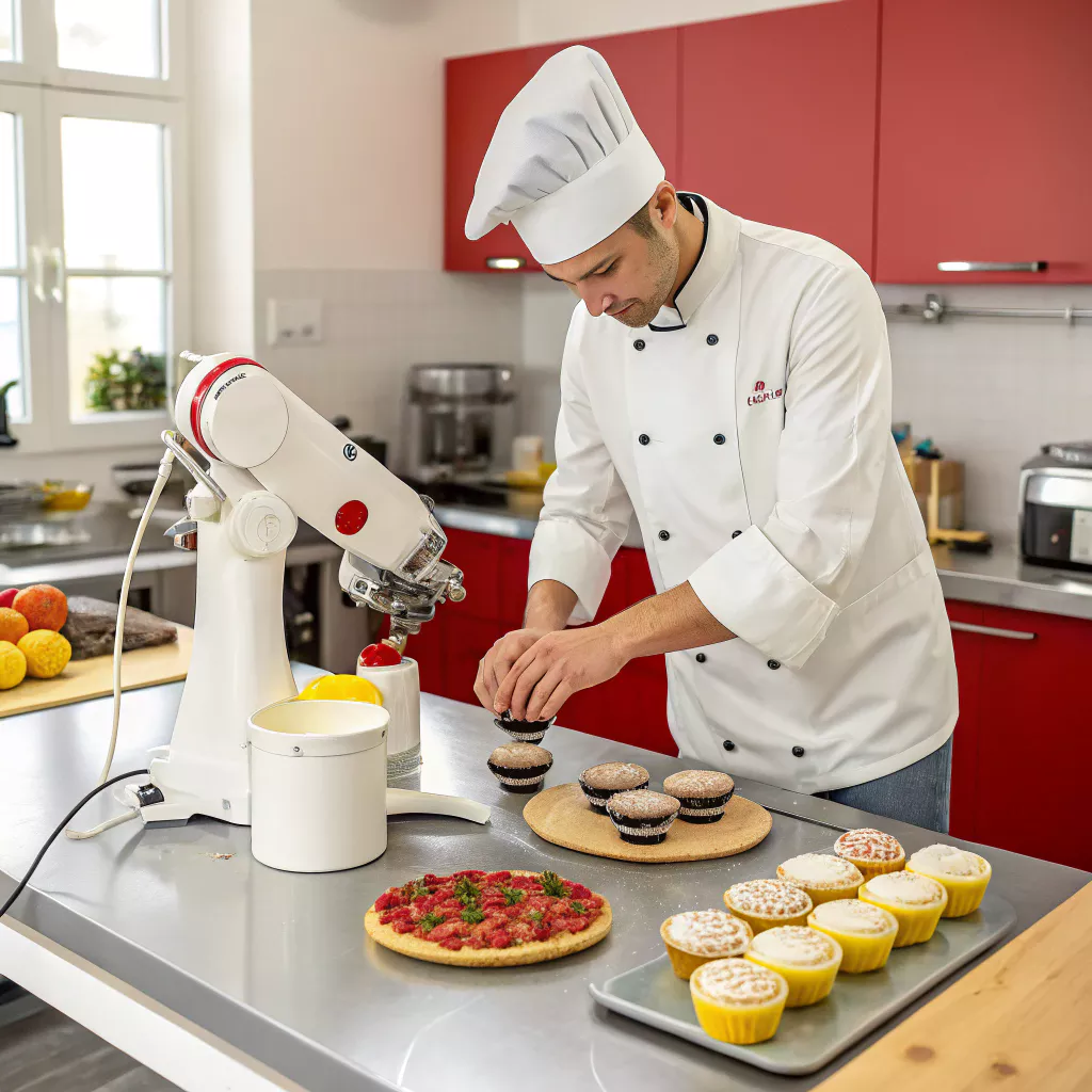chef patissier utilise un robot