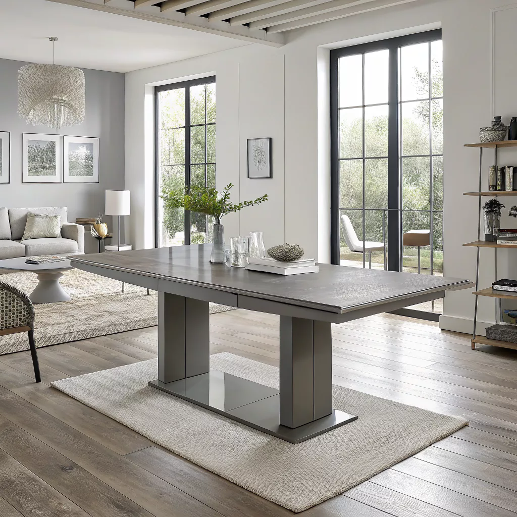 table grise laquée extensible