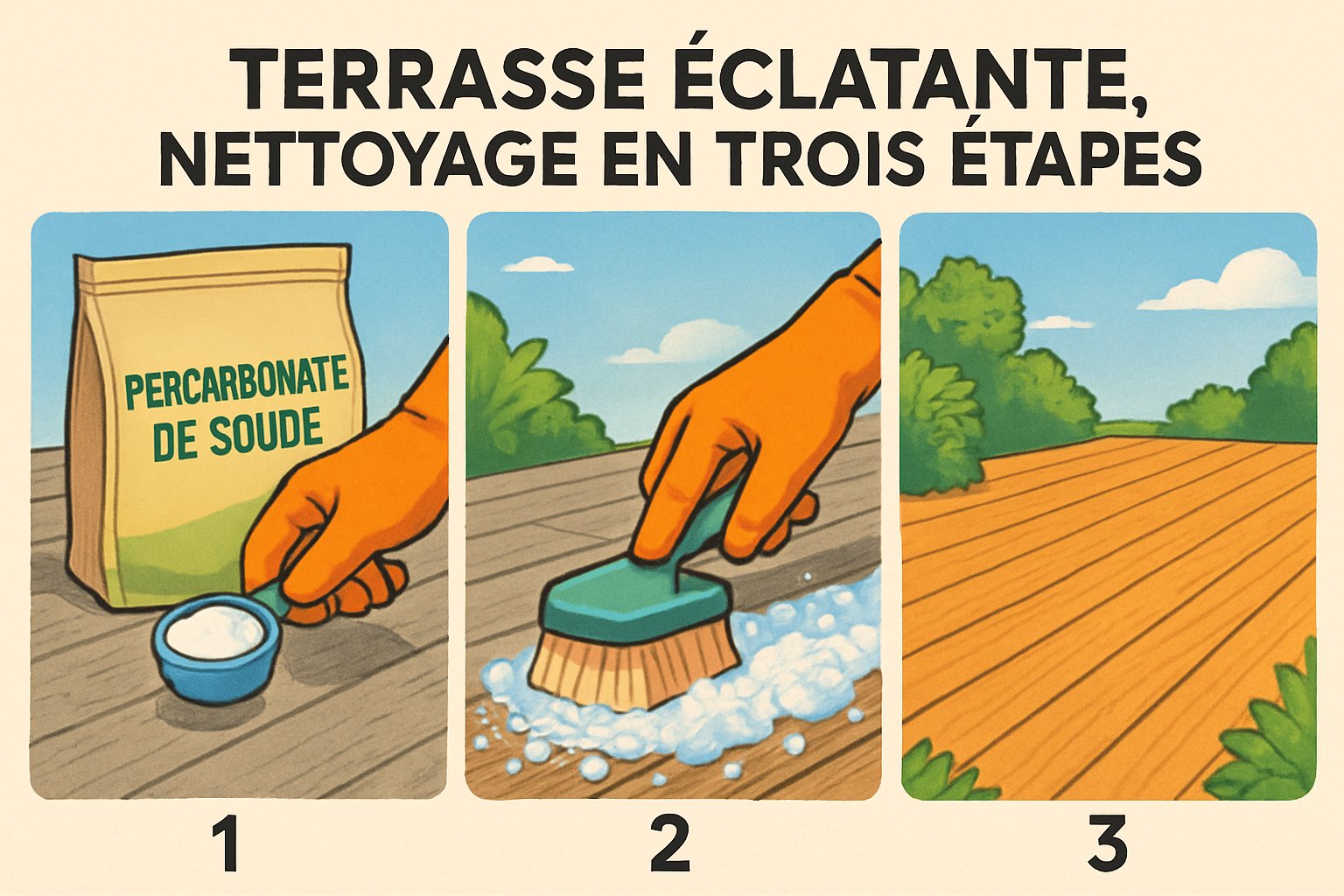 découvrez comment obtenir une terrasse éclatante en trois étapes simples grâce à l'utilisation efficace du percarbonate de soude. transformez votre espace extérieur en un lieu accueillant et lumineux avec nos conseils pratiques.