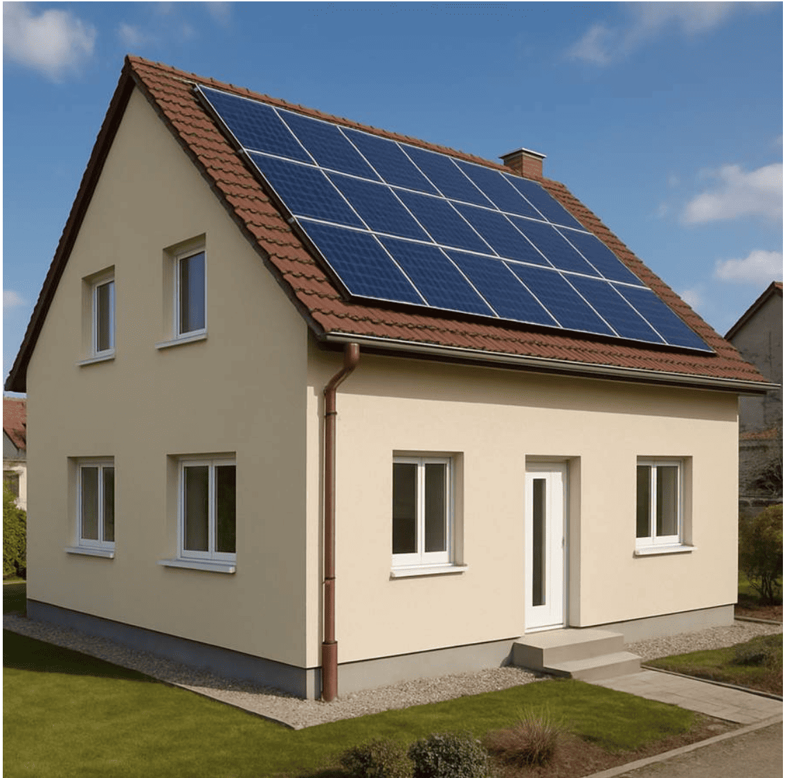 maison avec panneaux solaires