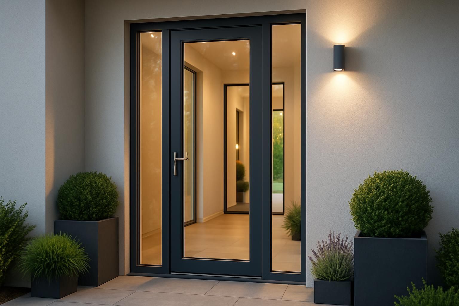 Découvrez nos portes d'entrée aluminium vitrées, modernes et design, fabriquées sur-mesure pour sublimer et sécuriser votre maison. Personnalisation, confort et performance assurés !