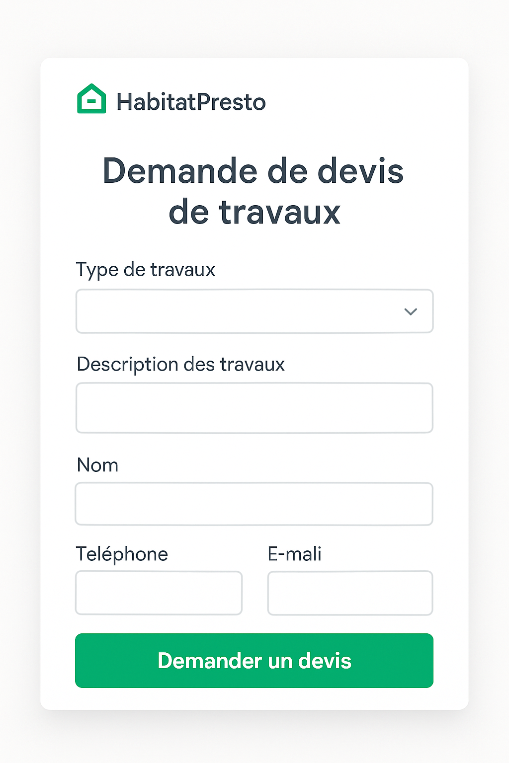 obtenez rapidement votre devis travaux sur habitatpresto en seulement 5 minutes ! profitez dâune dĂ©marche simplifiĂ©e, sans stress ni paperasse inutile.