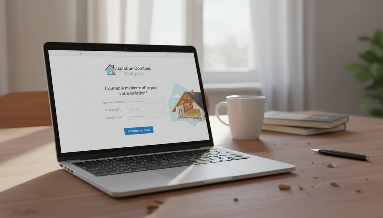 Comparateur de devis isolation combles sur écran d'ordinateur portable