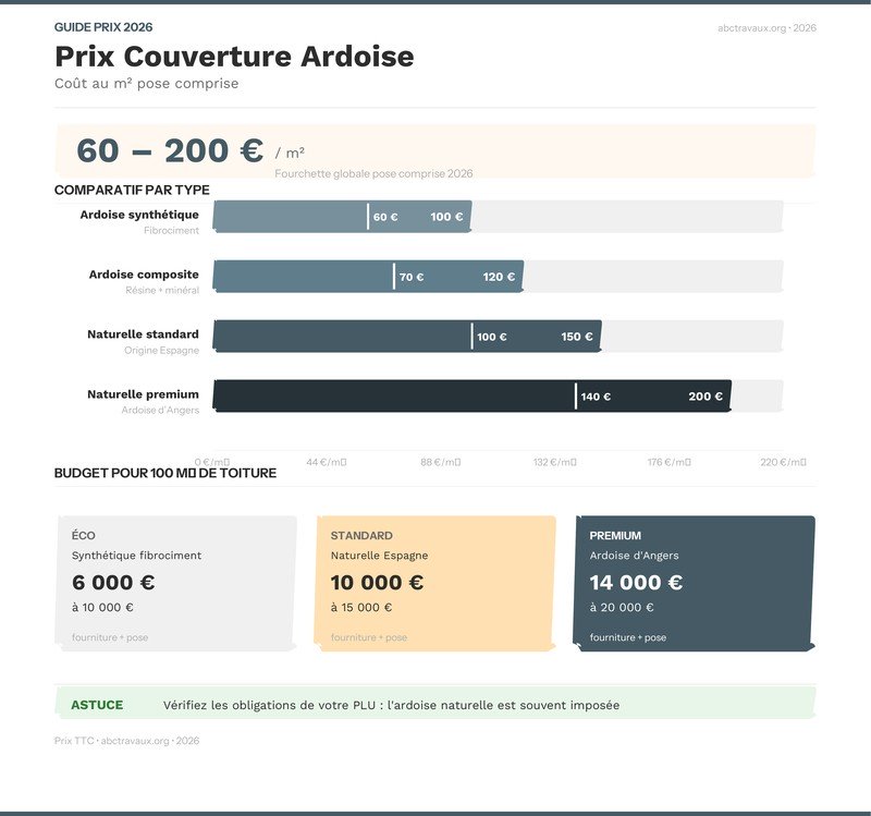 Infographie : comparatif des prix de couverture ardoise au m²