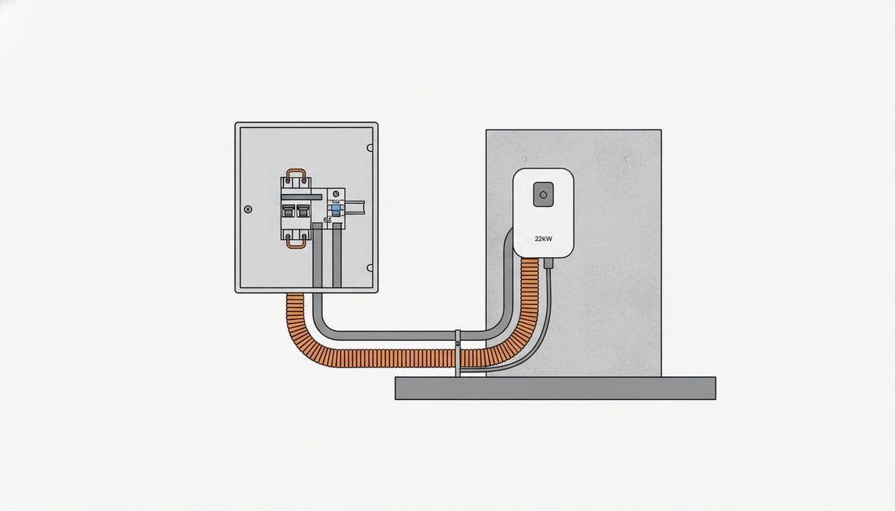 Tableau triphasé 32A pour borne 22kW