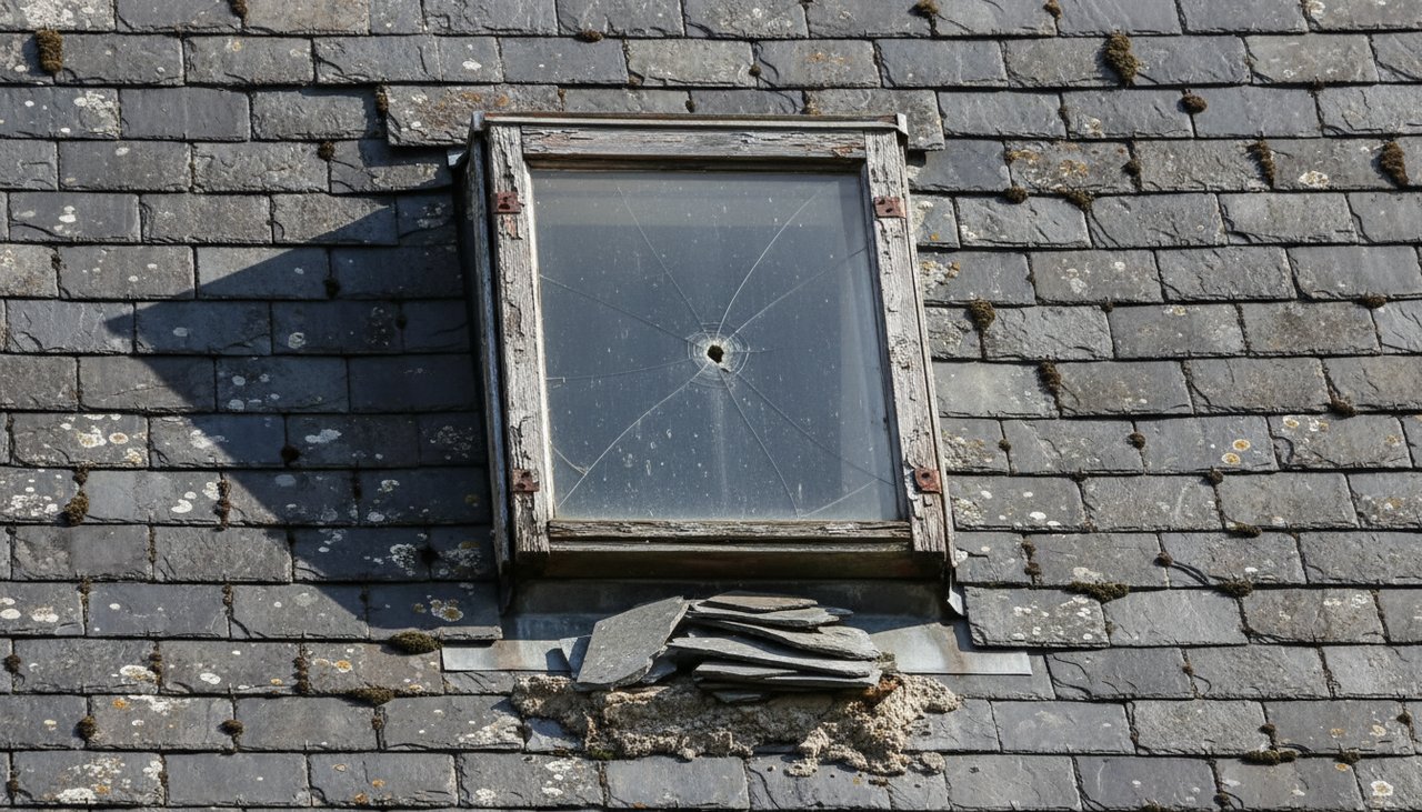 remplacement velux ancien depose toiture ardoise - illustration