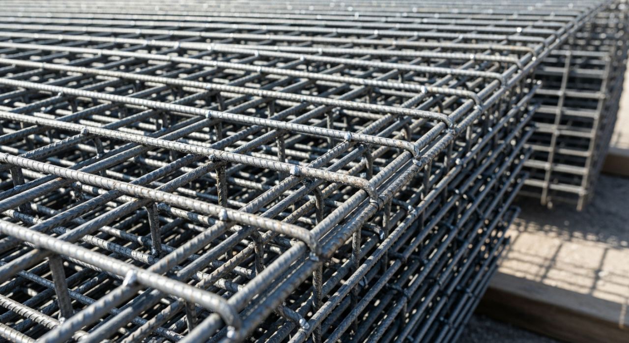 Panneaux de treillis soudé sur un chantier