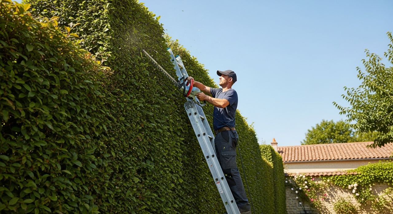 Taille de haie par un jardinier professionnel