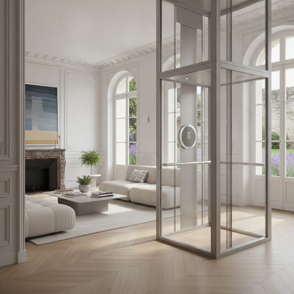 Ascenseur privatif en kit installé dans une maison française moderne