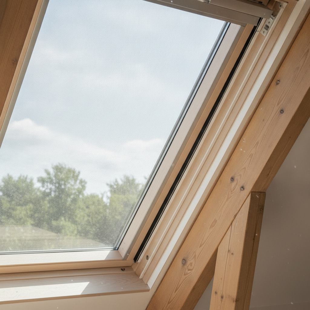 cassette de moustiquaire enrouleur en haut d'un velux
