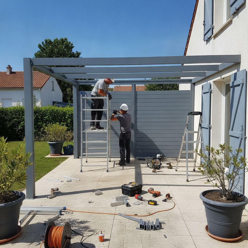 installation pergola bioclimatique 6x4 pose professionnelle