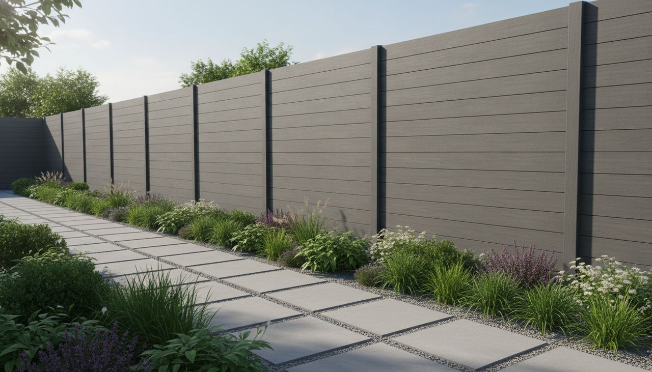 Clôture de jardin moderne en lames composite horizontales