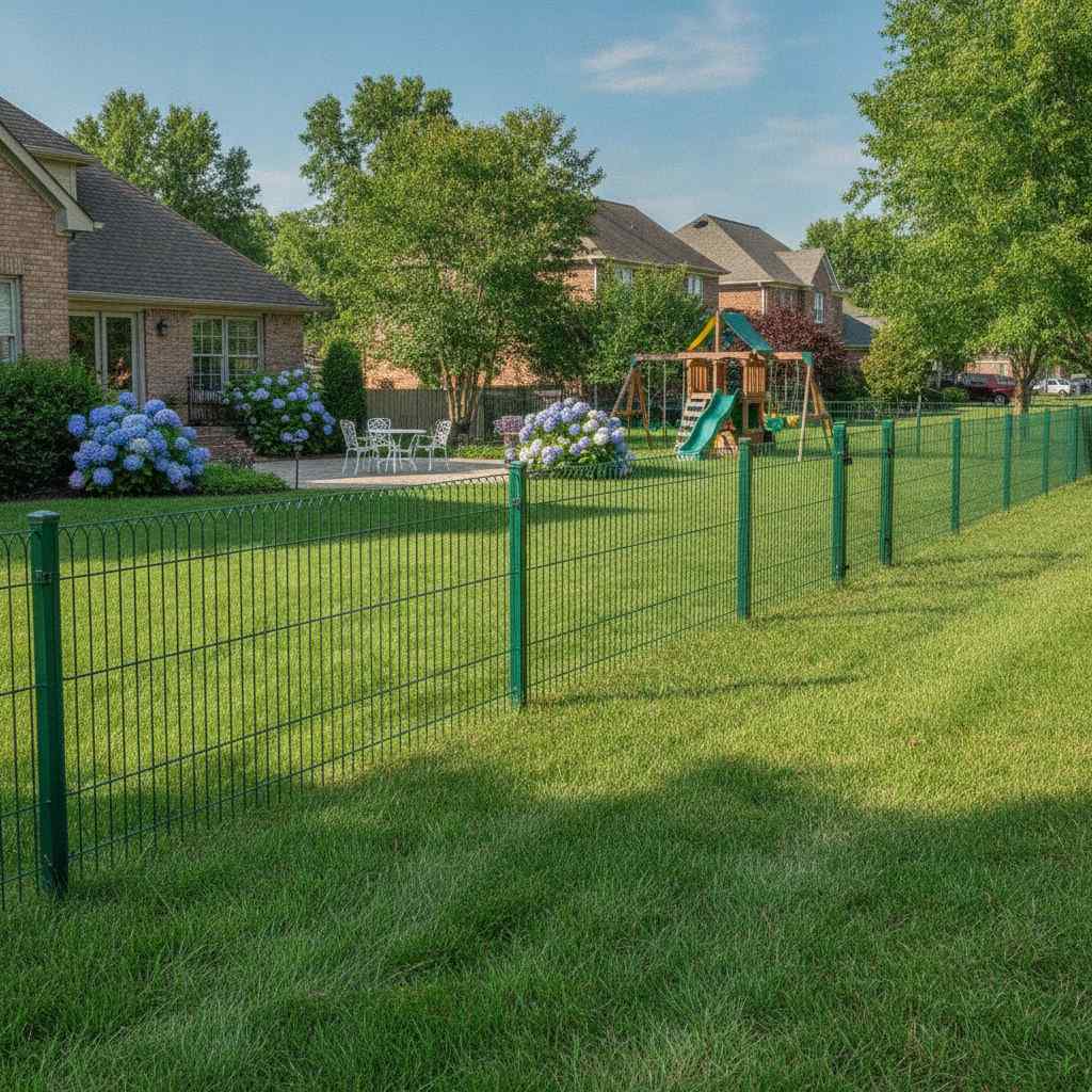 cloture de jardin pas cher en panneaux le long d un gazon