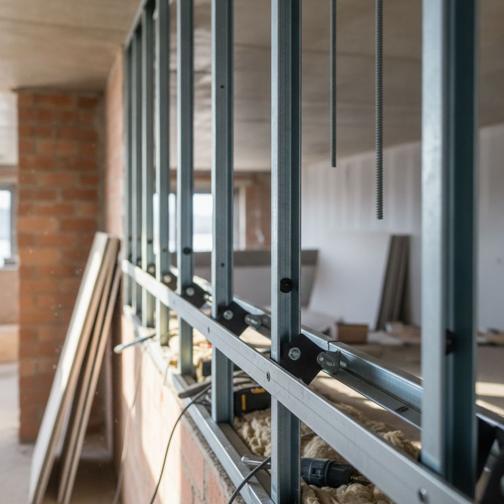 Fourrures et rails de plafond autoporte entraxe