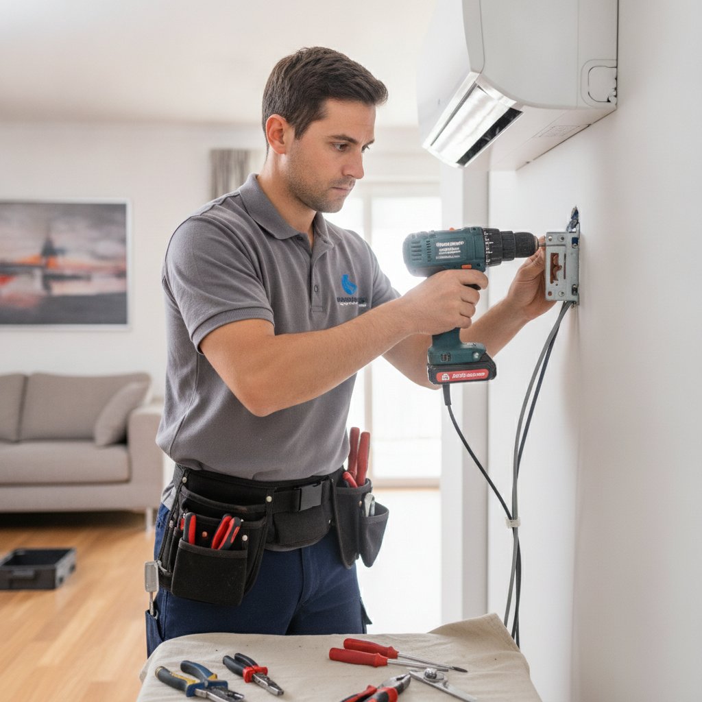 installation d une unite interieure de climatisation reversible par un professionnel