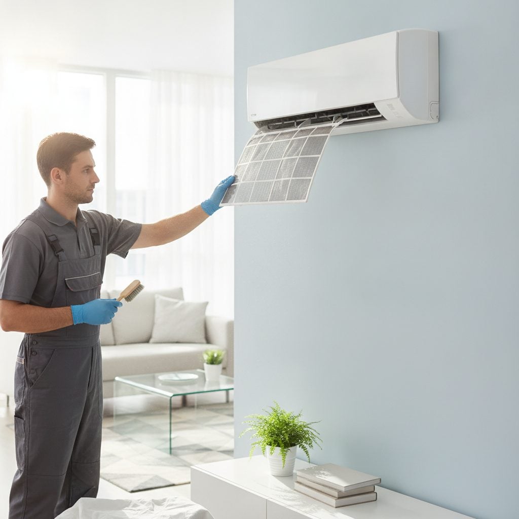 Nettoyage du filtre d'une unité intérieure de climatisation réversible murale