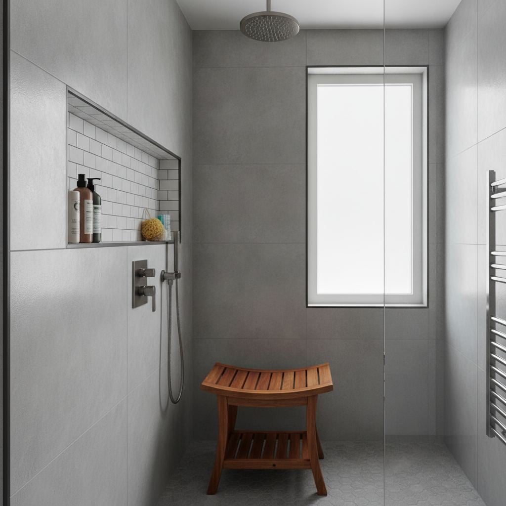 niche de rangement et banc douche italienne complete