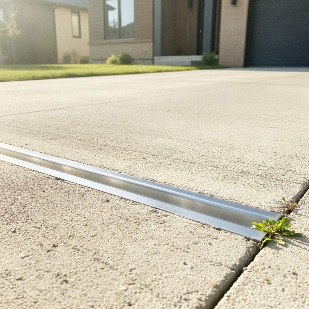 Portail coulissant en aluminium avec rail au sol propre et dégagé