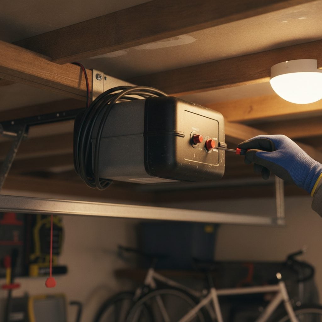 Réglage de la force et des fins de course sur le moteur d'une porte de garage sectionnelle