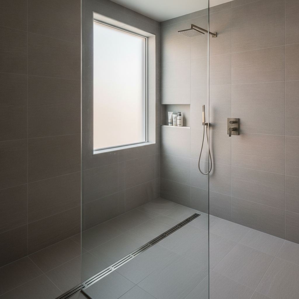 siphon lineaire douche italienne carrelage grand format