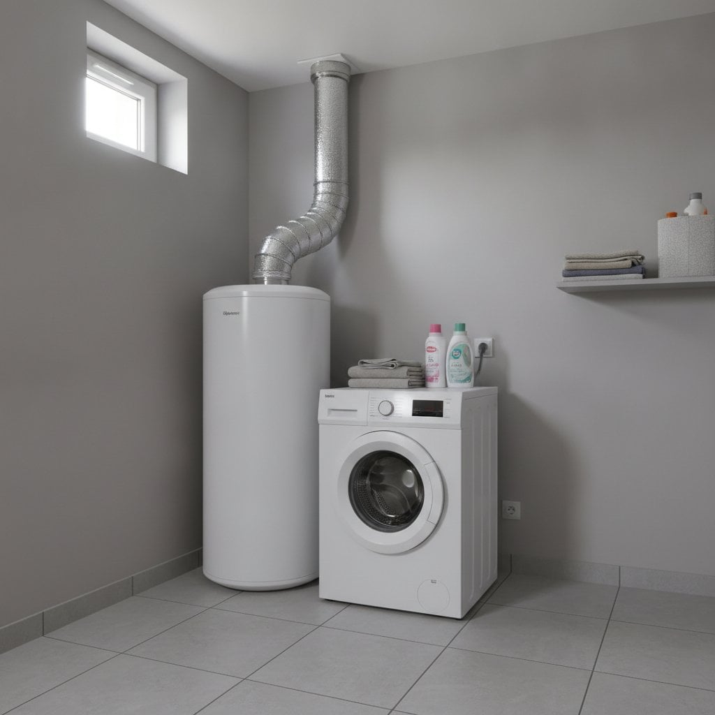 Ballon thermodynamique installe dans un local technique de maison