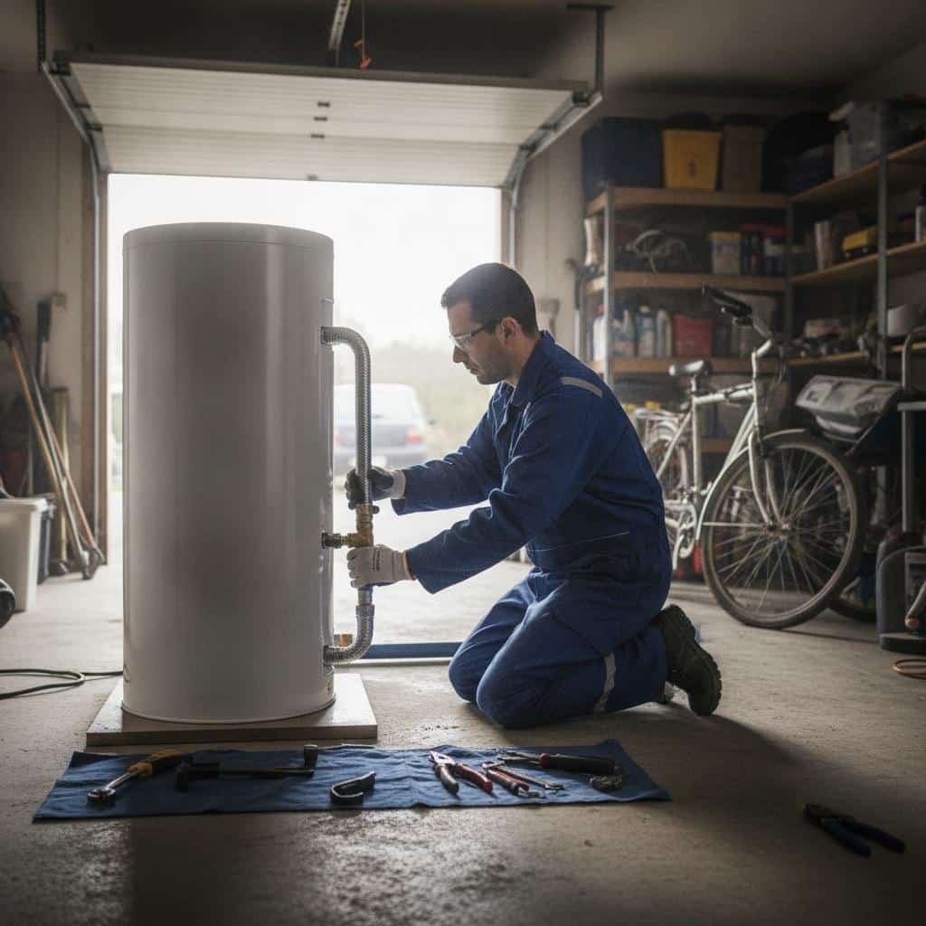 Installateur raccordant un chauffe-eau thermodynamique, poste de cout de la pose