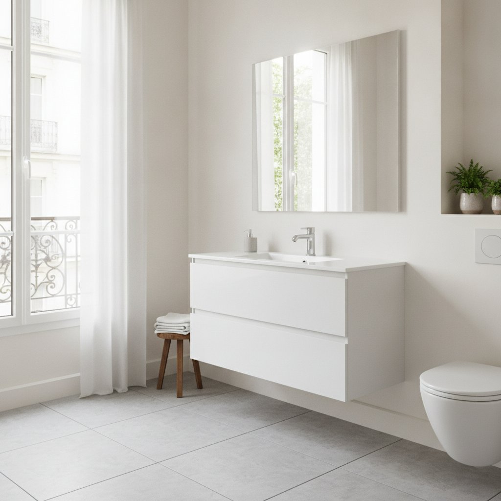 meuble vasque suspendu salle de bain style Brico Depot