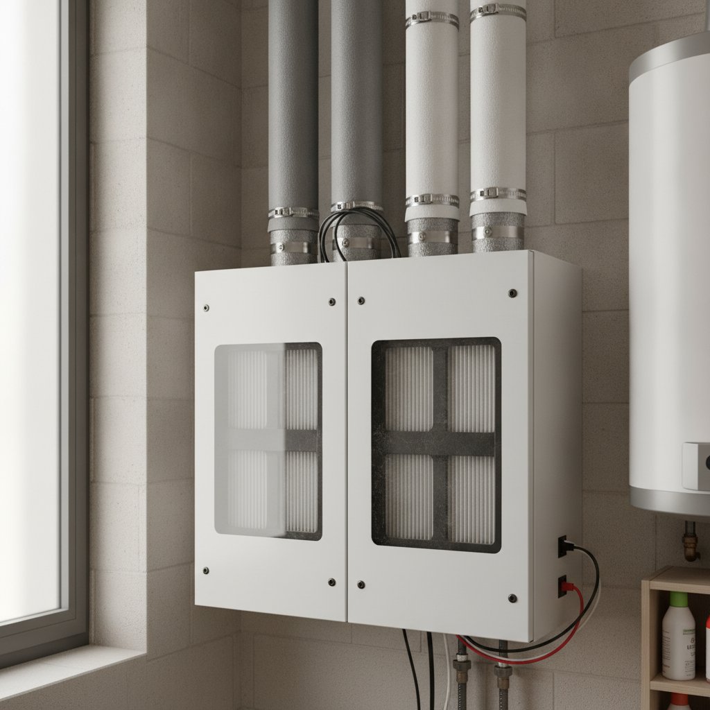 Caisson d'échangeur thermique d'une VMC double flux en local technique