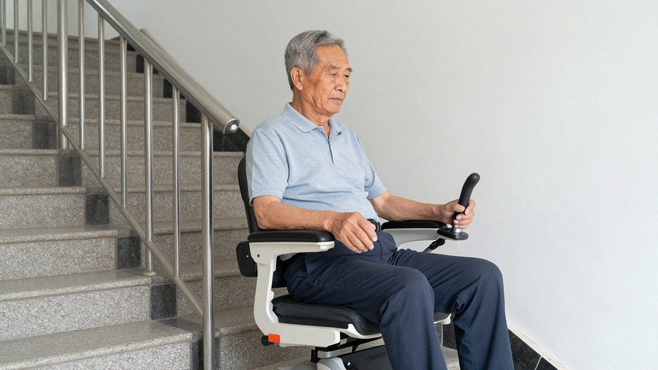 Commande au joystick d'un monte-escalier électrique