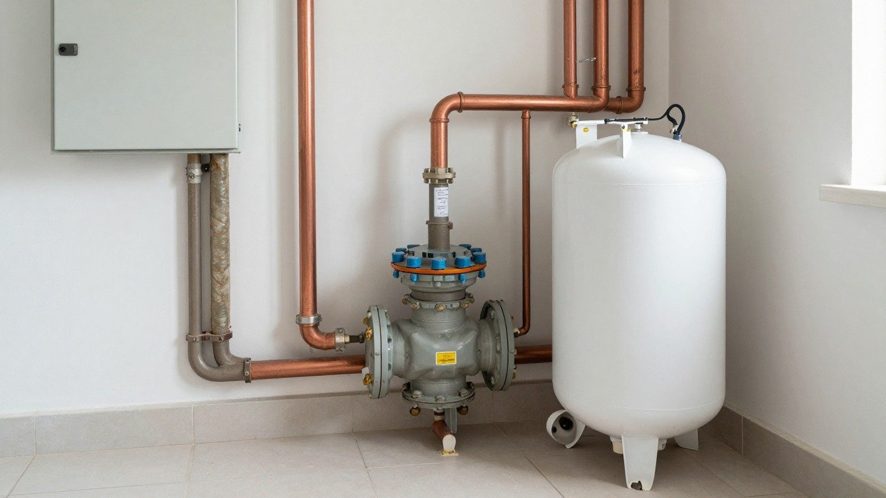 Module hydraulique intérieur et ballon tampon d'une PAC air-eau dans un local technique
