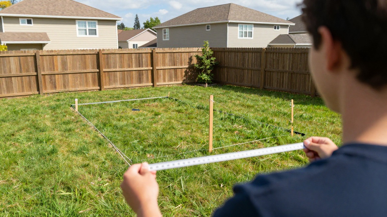 Mesure de la distance entre l'implantation d'une mini piscine et la clôture