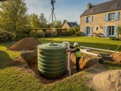 Schéma d&rsquo;installation d&rsquo;une fosse septique toutes eaux : plan, cotes et prix 2026