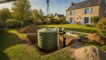 Schéma d&rsquo;installation d&rsquo;une fosse septique toutes eaux : plan, cotes et prix 2026